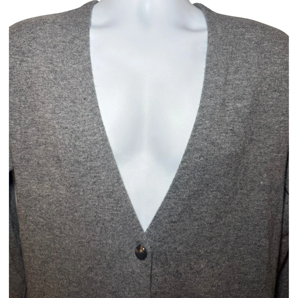 Ann Taylor Longline Cardigan Sweater Gray Wool Blend V Neck Button Front Size M - Picture 5 of 9